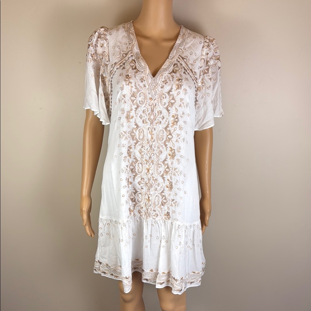 Hale Bob  Ariana Ivory Embroidered V-Neck Mini Dress NWT - Picture 5 of 10